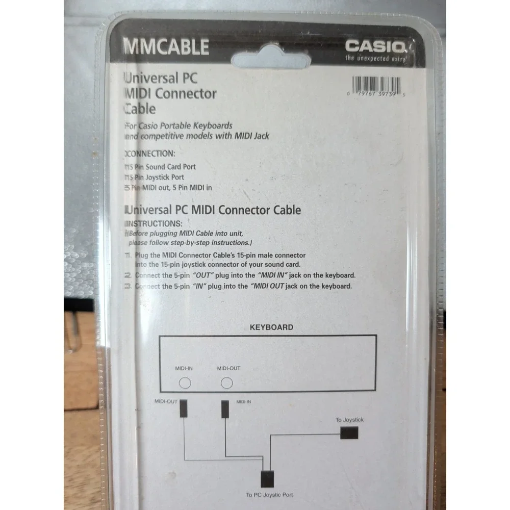 Casio MMCABLE Universal PC MIDI Connector Cable for MIDI Keyboard to PC - Sealed